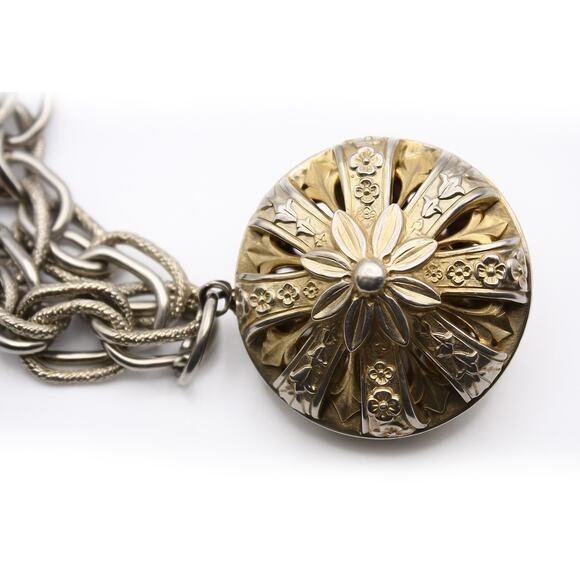 Vintage Chunky Charm Bracelet w Large Decorated Ball w Cutouts 7" Chain- Hey Viv - Picture 5 of 6